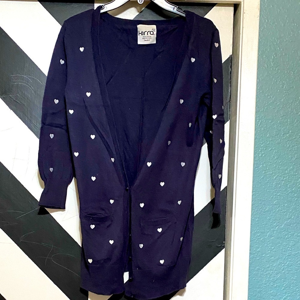 Kirra Hearts Cardigan Sweater 3/4 Sleeve Size S - Picture 1 of 9